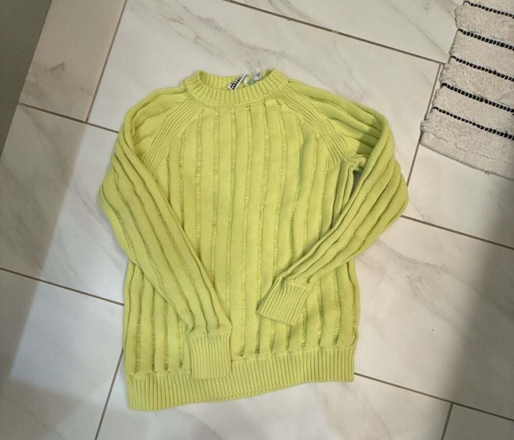 Future Collective Gabriella Karefa-Johnson Lime Green Textured Crewneck Sweater
